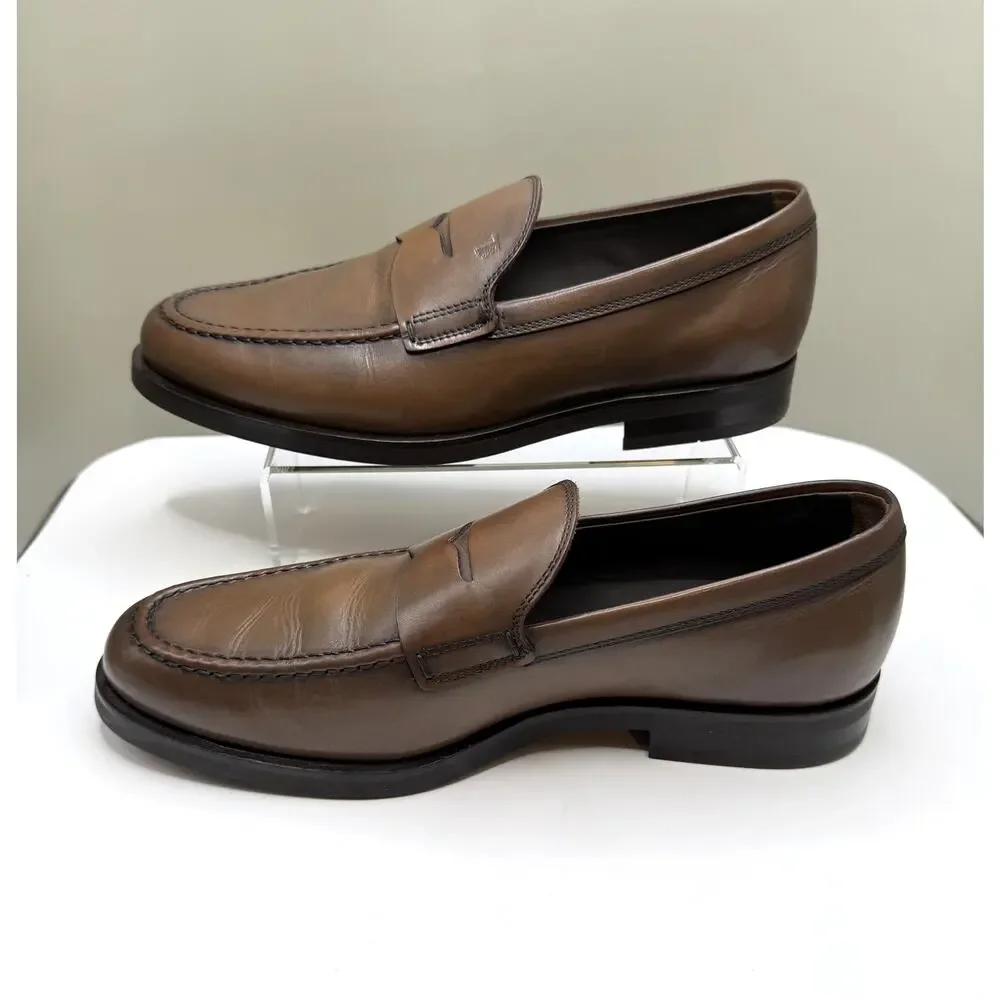 Tod's Men's Penny loafers Sz 9  cacao brown leather MSRP $1150